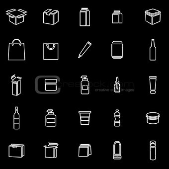 Packaging line icons on black background