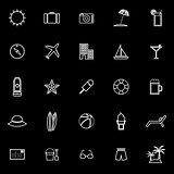 Summer line icons on black background