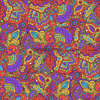 fantasy colourful doodle seamless pattern
