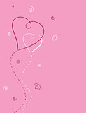 pink background with two hearts for Valentine's Day