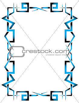 Creative blue and black ornamental frame on a white background