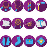 Flat purple vector icons for handmade gifts