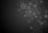 Black and grey christmas background with snowflakes