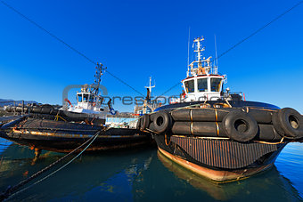 Three Tugboats in the Harbor