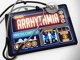 Arrhythmia on the Display of Medical Tablet.