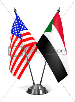USA and Sudan - Miniature Flags.