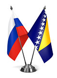 Russia, Bosnia and Herzegovina Miniature Flags.