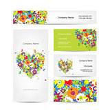 Set of cards, floral heart for your design