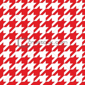 Tile vector pattern with white and red houndstooth background
