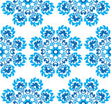 Seamless blue floral Polish folk art pattern - wzory lowickie, wycinanki