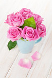 Fresh spring garden pink roses bouquet