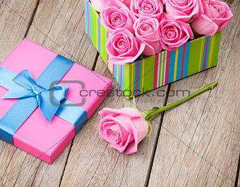 Valentines day gift box full of pink roses