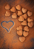Heart shaped chocolate truffles
