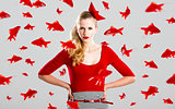 Fashion woman with red fishes