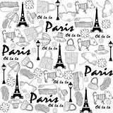 seamless doodle Paris pattern