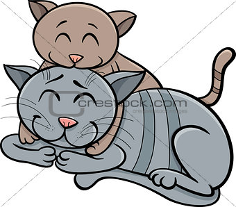 happy cat and kitten cartoon