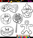sweets set cartoon coloring book