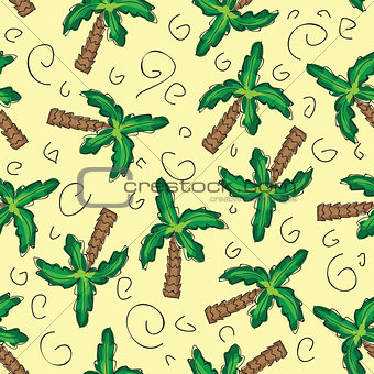 Vector green palm trees seamless pattern .