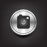Camera simple icon on silver button