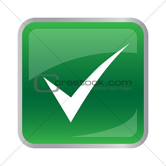 Vector agree icon on green button