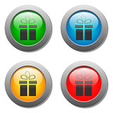 Present icon set on glass buttons