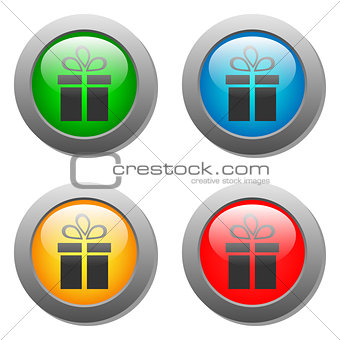 Present icon set on glass buttons