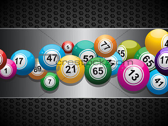 Bingo Balls on brushed metallic panel