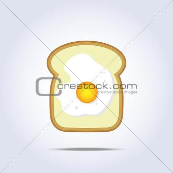 White bread toast icon with egg