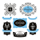 Set of wedding frames and labels 