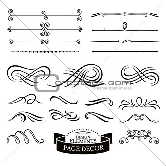 Set of calligraphic design elements and page decoration