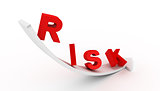 Risk text on white arrow