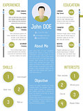 Modern resume design in green and blue 