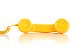 Yellow phone isolated over white background