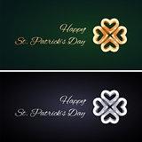 Simple St Patricks Day Cards with Golden and Silver Clovers