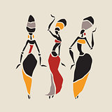 African dancers silhouette set.