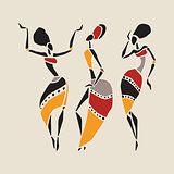 African dancers silhouette set.