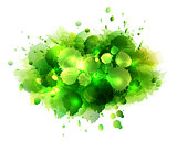 Abstract artistic background of green paint splashes