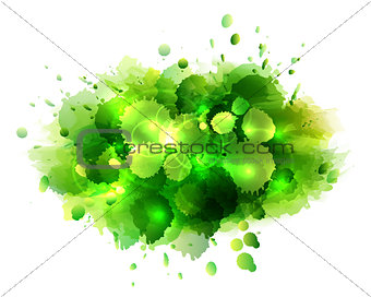 Abstract artistic background of green paint splashes