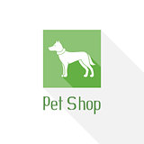 Flat pet shop logo with dog