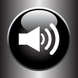 Speaker volume icon on black glass button