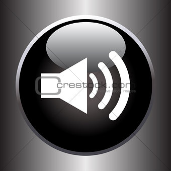 Speaker volume icon on black glass button