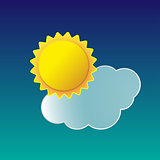 Vector illustration of weather icon sun with cloud