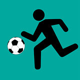 Running footballer with soccer ball