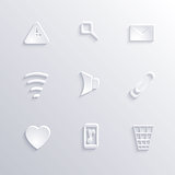 Modern paper icon set, vector collection with long shadow for web, eps10