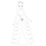 Illustration of beautiful princess, coloring book page