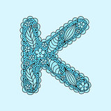 Cute letter K. Floral monogram K