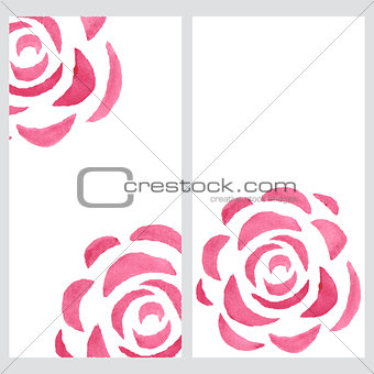 Vertical banners with watercolor roses