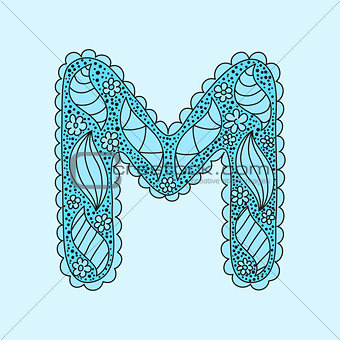 Cute letter M. Floral monogram M