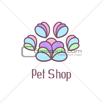 Original pet shop logo with pet paw