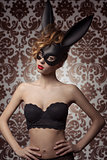 girl with bunny mask and lingerie 